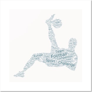 Football Footballer Silhouette Shape Text Word Cloud Posters and Art